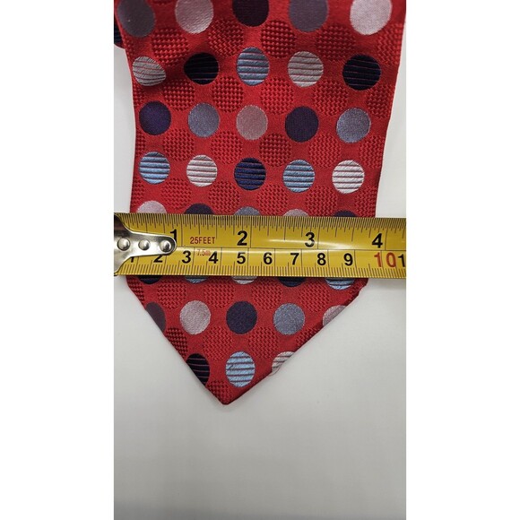 Frangi Luxury Red 100% Silk Polka Dot Tie Made In Italy - Picture 2 of 4